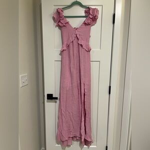 HYFVE Pink Ruffled Sleeveless Dress